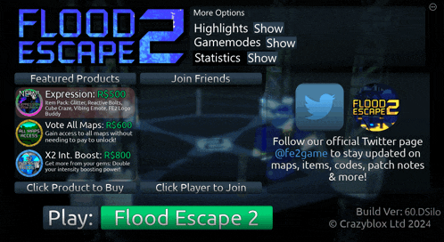 a screen shot of flood escape 2 with a twitter icon on it