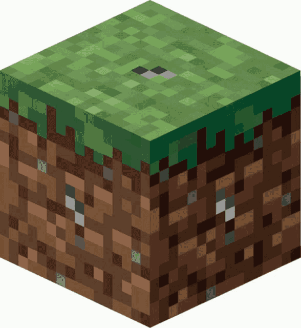 a block of dirt and grass with a hole in it