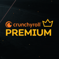 a logo for crunchyroll premium with a crown