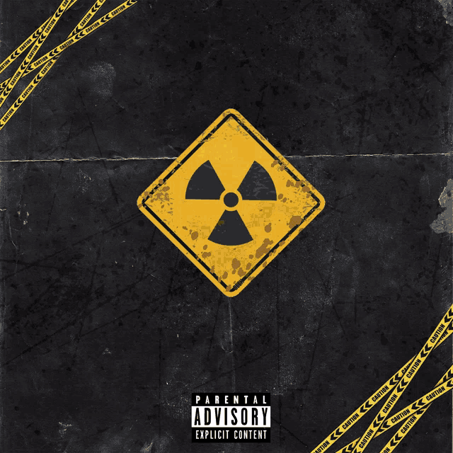 a parental advisory explicit content poster with a radioactive sign