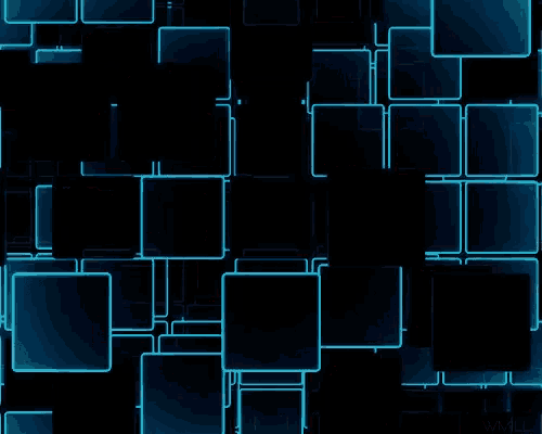 a black background with blue squares that appear to be glowing