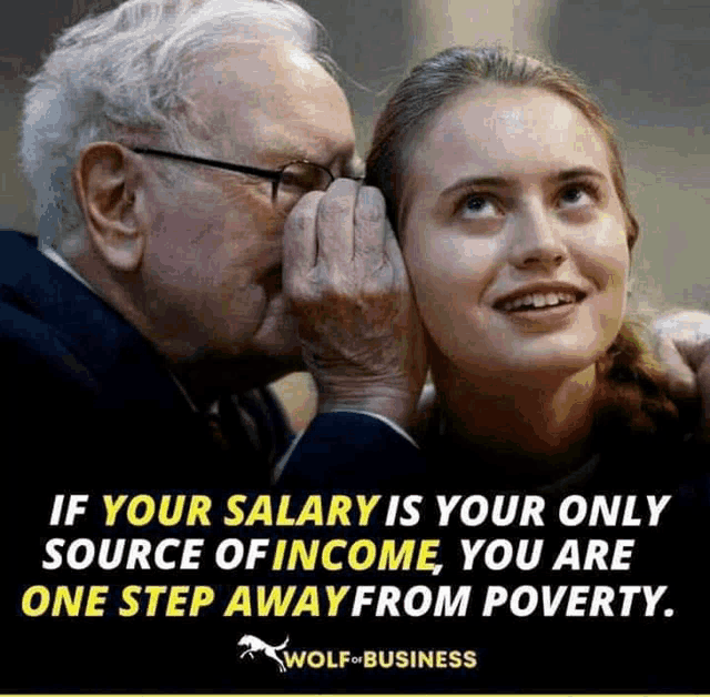 a man whispering into a woman 's ear with a quote from wolf-business on the bottom