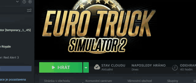 a screenshot of euro truck simulator 2 shows a green play button