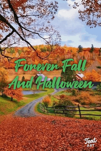 a poster that says forever fall and halloween in green