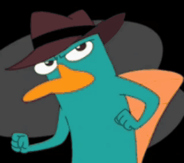 perry the platypus from phineas and ferb is wearing a fedora hat