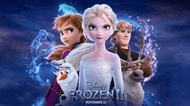 a poster for the movie frozen ii with elsa , anna , kristoff , olaf and sven .