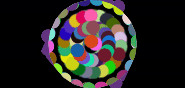 a circle of colorful circles with a black background