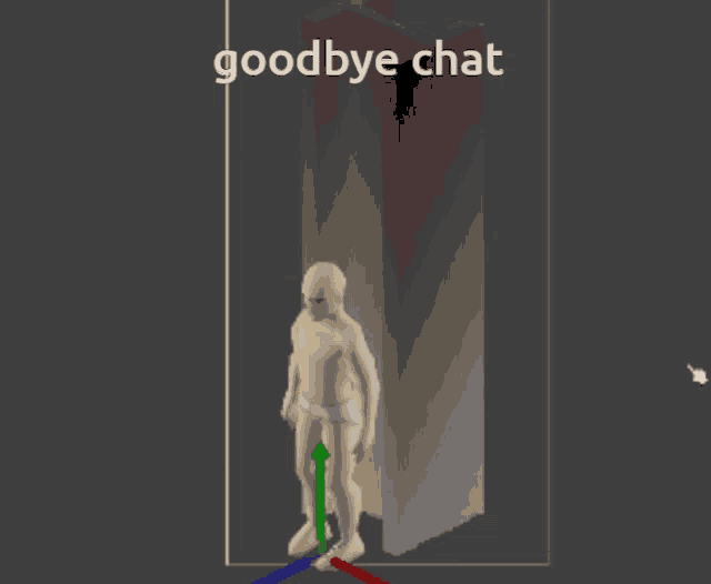 a computer generated image of a man with the words goodbye chat written above him