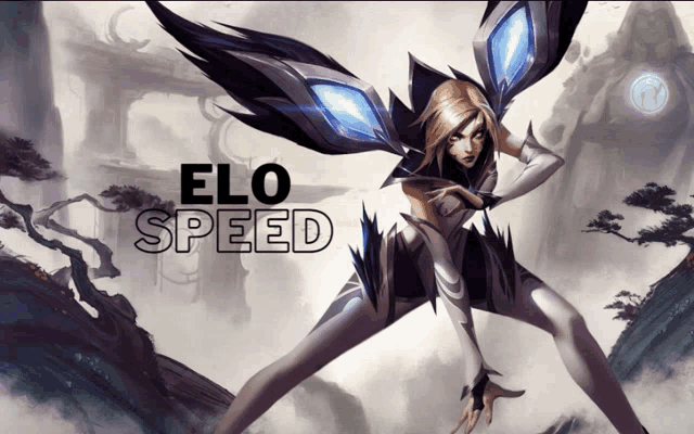 a poster of a woman with wings and the words elo speed below her