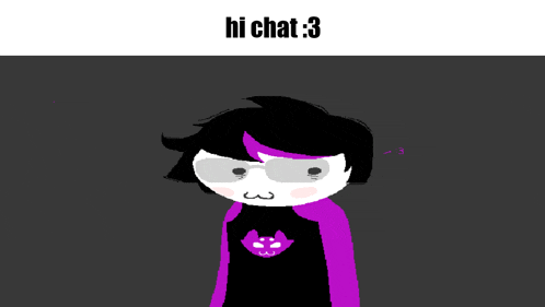 a cartoon of a girl with a cat on her shirt and the words hi chat 3 below her