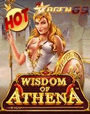 a woman is holding a shield and a sword in a slot machine called wisdom of athena .