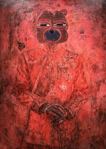 a painting of a bear wearing a military uniform