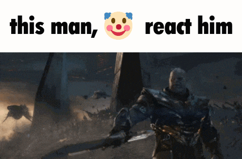 a picture of a man with a sword and the words " this man react him " below it