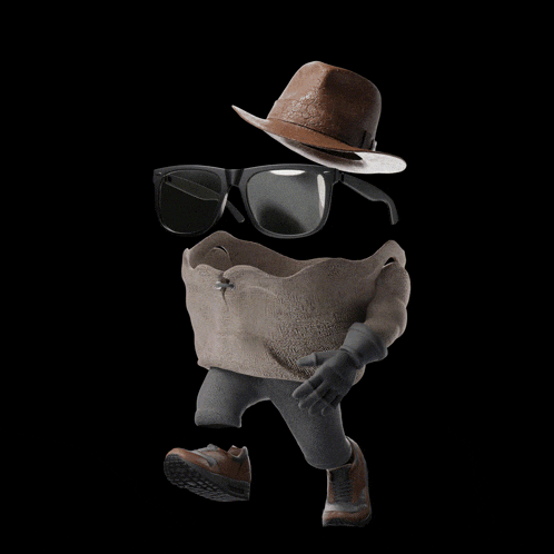 a cartoon character has a hat and sunglasses on