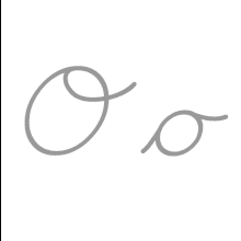 a drawing of the letter o in cursive on a white background