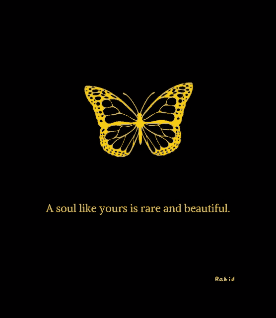 a yellow butterfly is on a black background with a quote .