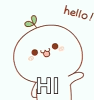 a cartoon character with a plant growing out of its head is holding up a hand and saying `` hello '' .