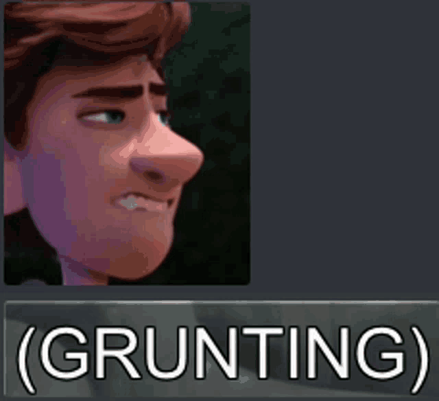 a picture of a cartoon character with the word grunting underneath it