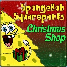 a spongebob squarepants christmas shop with a picture of spongebob on it