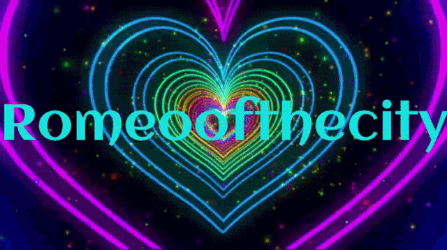 a glowing heart with the words romeo of the city