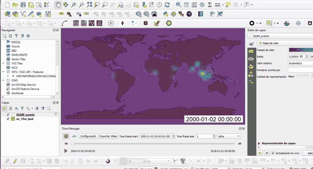 a computer screen shows a map of the world with the date 2012-01-02 at the bottom