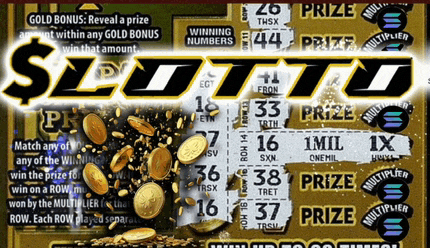 a lottery ticket with gold coins and the word lotto on it