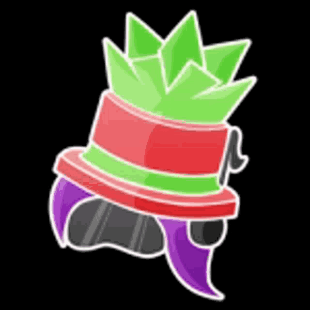 a colorful top hat with a green crown on top of it