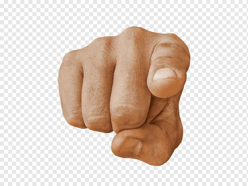 a close up of a person 's fist pointing at the camera