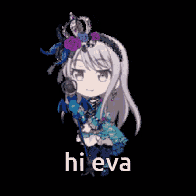 a cartoon girl with a crown on her head is singing into a microphone with the word hieva below her