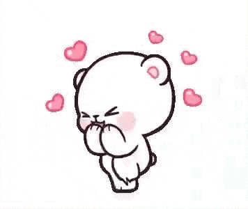 a thank you sticker with a teddy bear and hearts