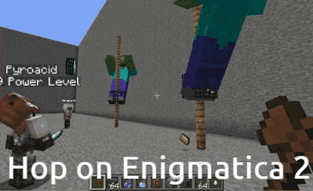 a screenshot of a video game with the words hop on enigmatica 2