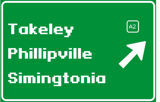 a green sign that says tokelley phillipville simingtonio