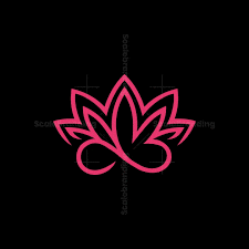 a pink lotus flower with a infinity symbol in the middle on a black background .