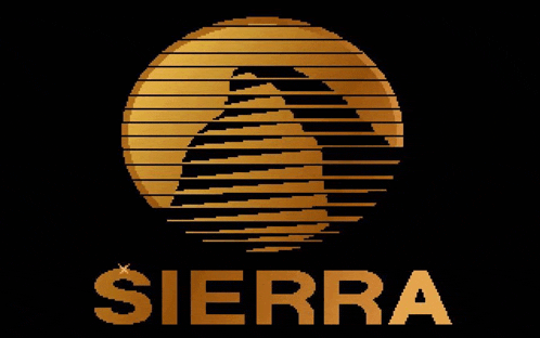 a logo for the company sierra with a gold eagle on a black background