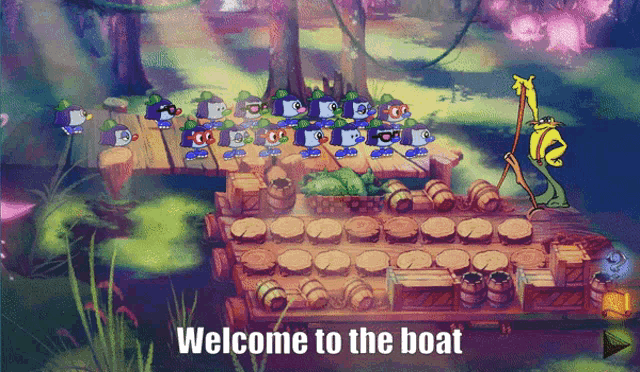 a computer screen says welcome to the boat on the bottom right