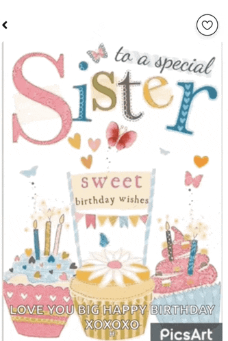 a birthday card for a special sister with cupcakes