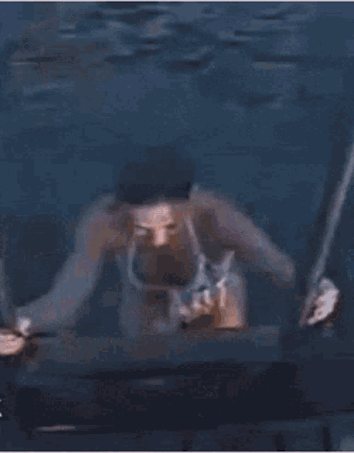 a woman in a bikini is standing in the water