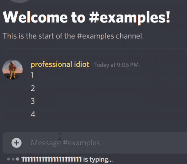 a screenshot of a discord channel that says welcome to examples