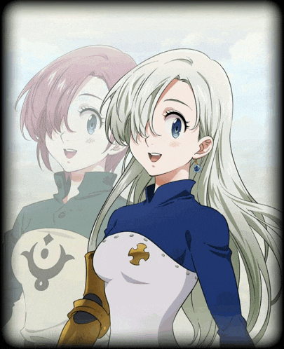 a drawing of a girl with long white hair and a cross on her chest