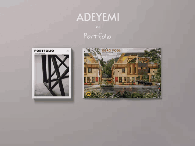 a book titled adeyemi by portfolio with a picture of a building