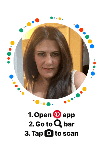 a picture of a woman in a circle with the words " open app go to q bar tap to scan "