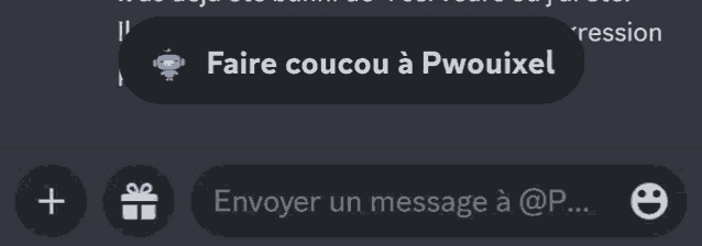 a screenshot of a text message that says faire coucou a pwouxel