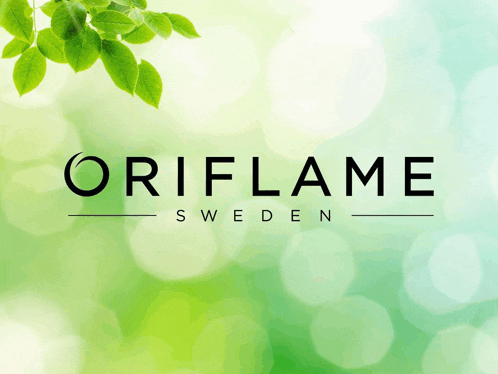 a logo for oriflame sweden with a green background