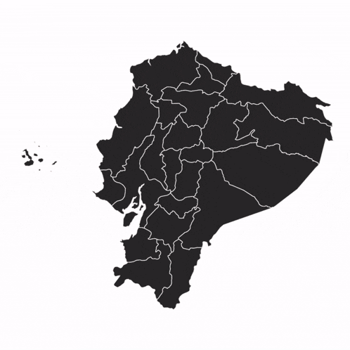 a black and red map of ecuador with a small island in the background