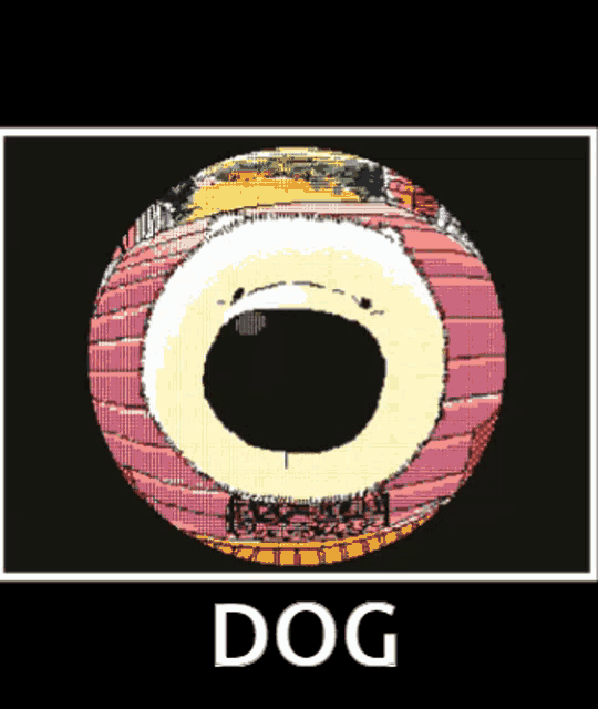 a drawing of a dog 's eye with the word dog below it
