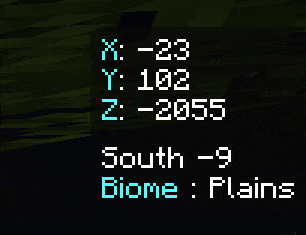 a screen that says south -9 biome plains at the top