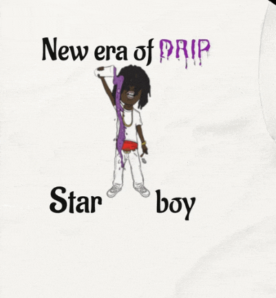 a t-shirt that says `` new era of drip star boy '' on it