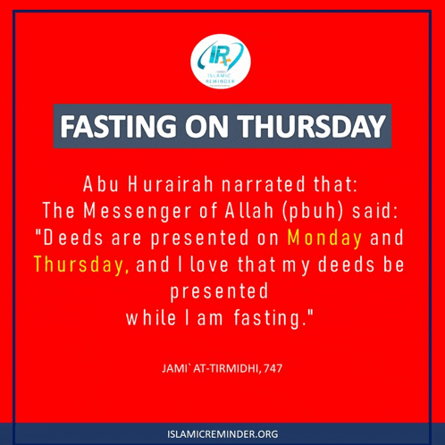 a red poster with the words fasting on thursday