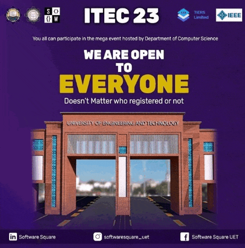 an advertisement for itec 23 says we are open to everyone doesn 't matter who registered or not