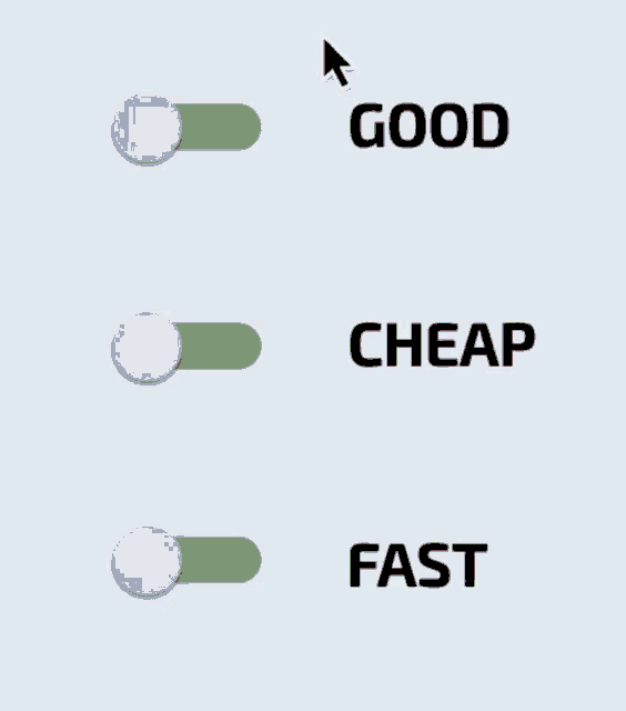 a graphic showing a green button that says good